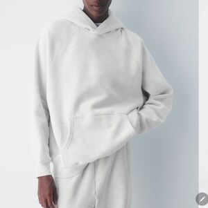 Aritzia Cozy Sweatfleece Mega Fit Hoodie Heather Cloud White Small